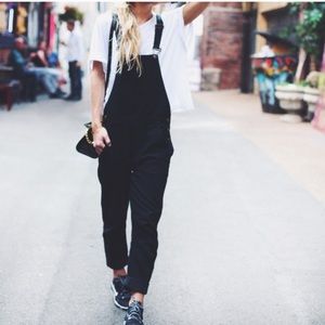 Madewell Black Denim Straight Leg Overalls